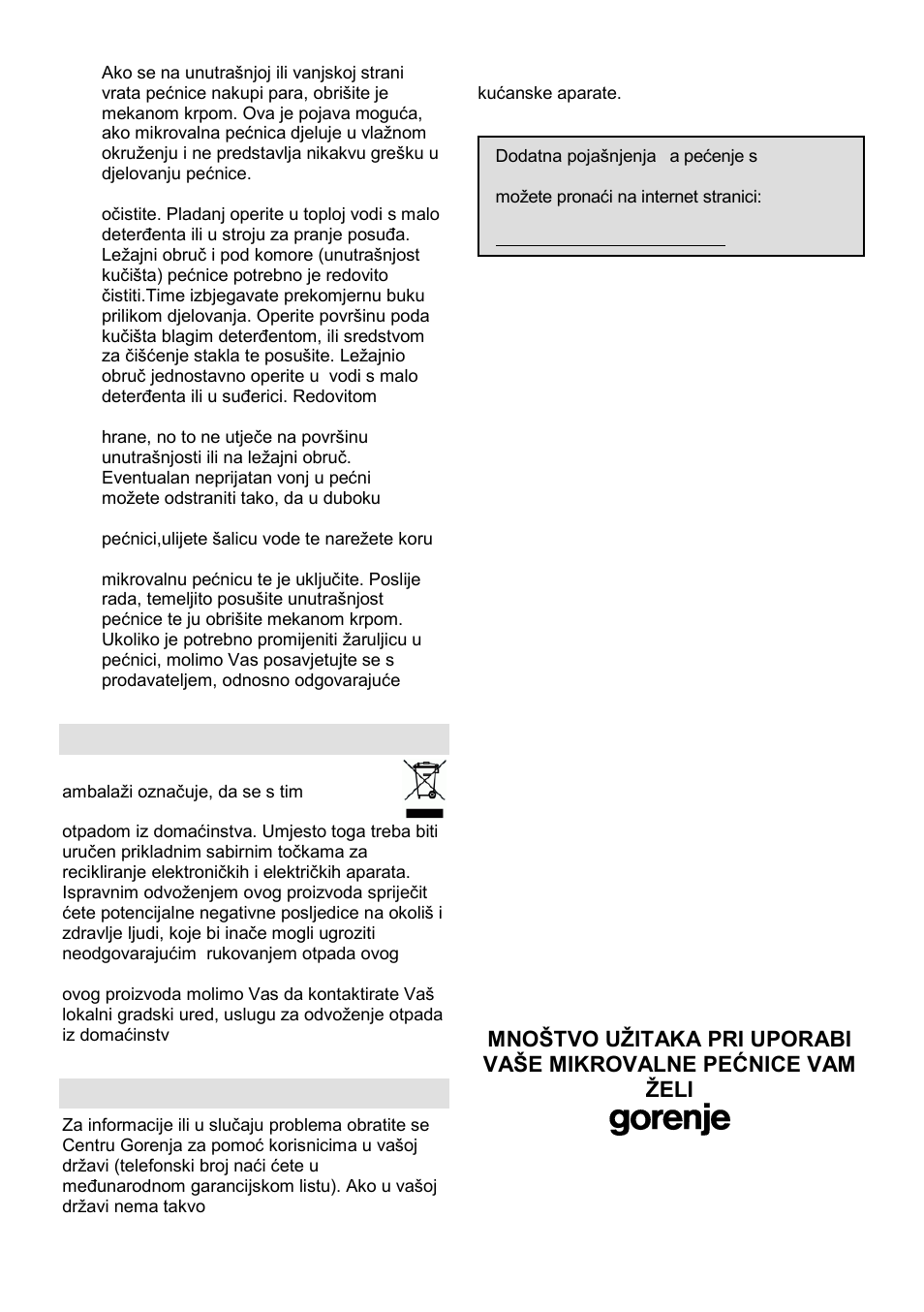 Okolina, Garancija i servis | Gorenje GMO-25 DGE User Manual | Page 16 / 160