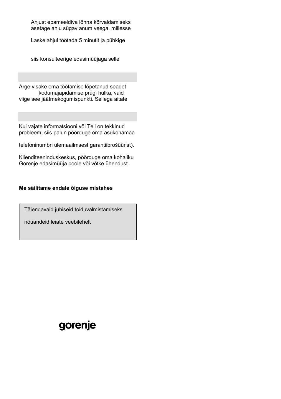 Keskkond, Garantii & hooldus | Gorenje GMO-25 DGE User Manual | Page 160 / 160