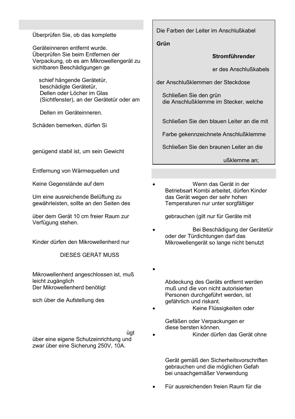 Aufstellung, Wichtige sicherheitshinweise | Gorenje GMO-25 DGE User Manual | Page 40 / 160