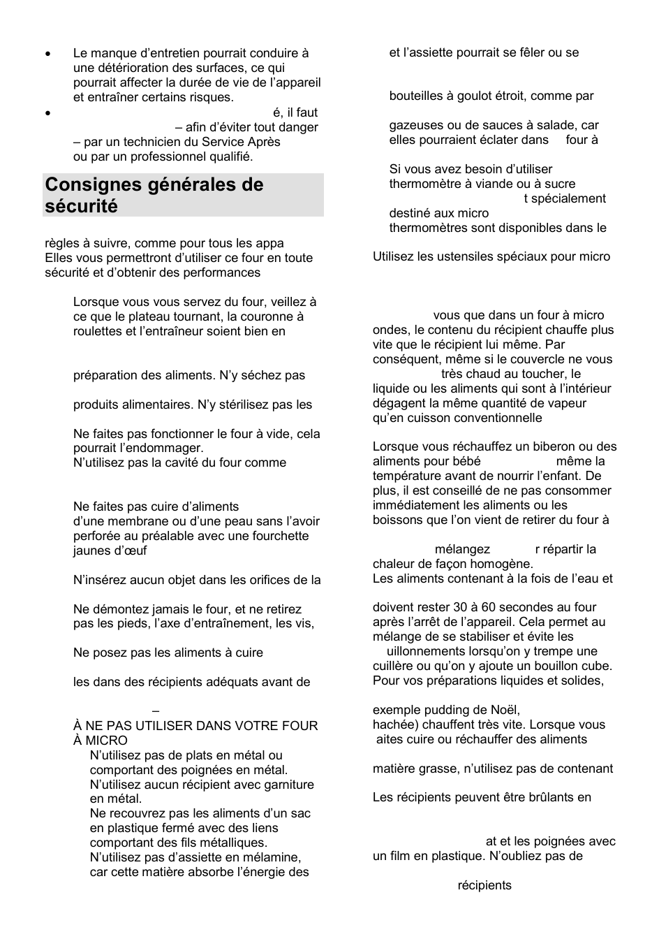 Consignes générales de sécurité | Gorenje GMO-25 DGE User Manual | Page 49 / 160