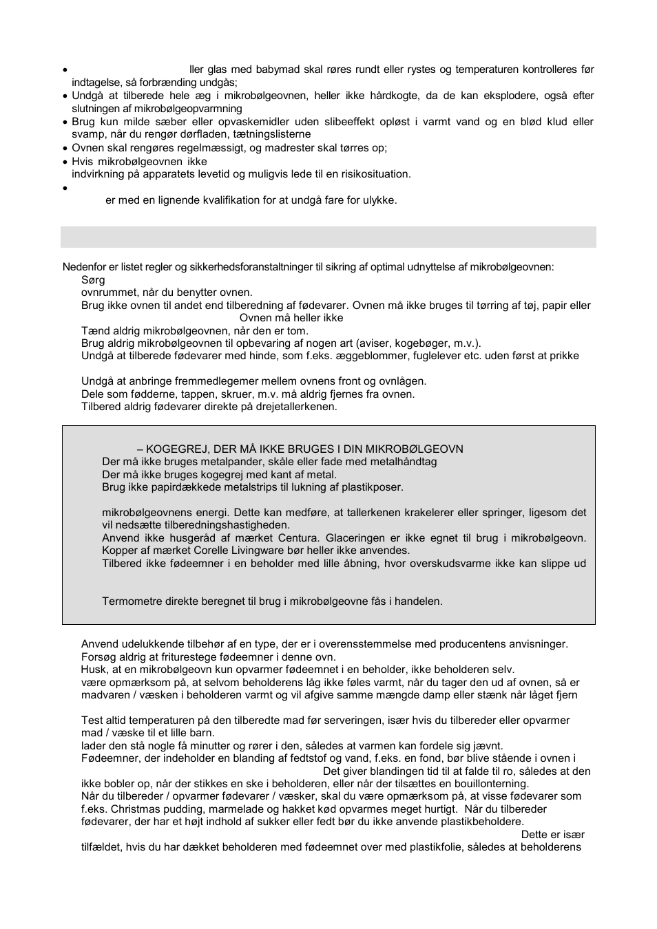 Sikkerhedsanvisninger ved almen brug | Gorenje GMO-20 DGW User Manual | Page 109 / 148