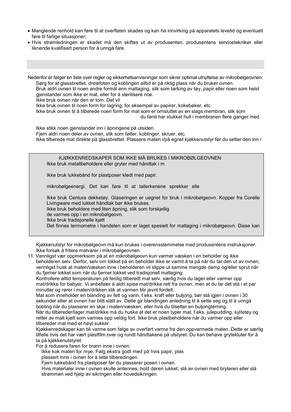 Sikkerhetsinstruksjoner for vanlig bruk | Gorenje GMO-20 DGW User Manual | Page 121 / 148