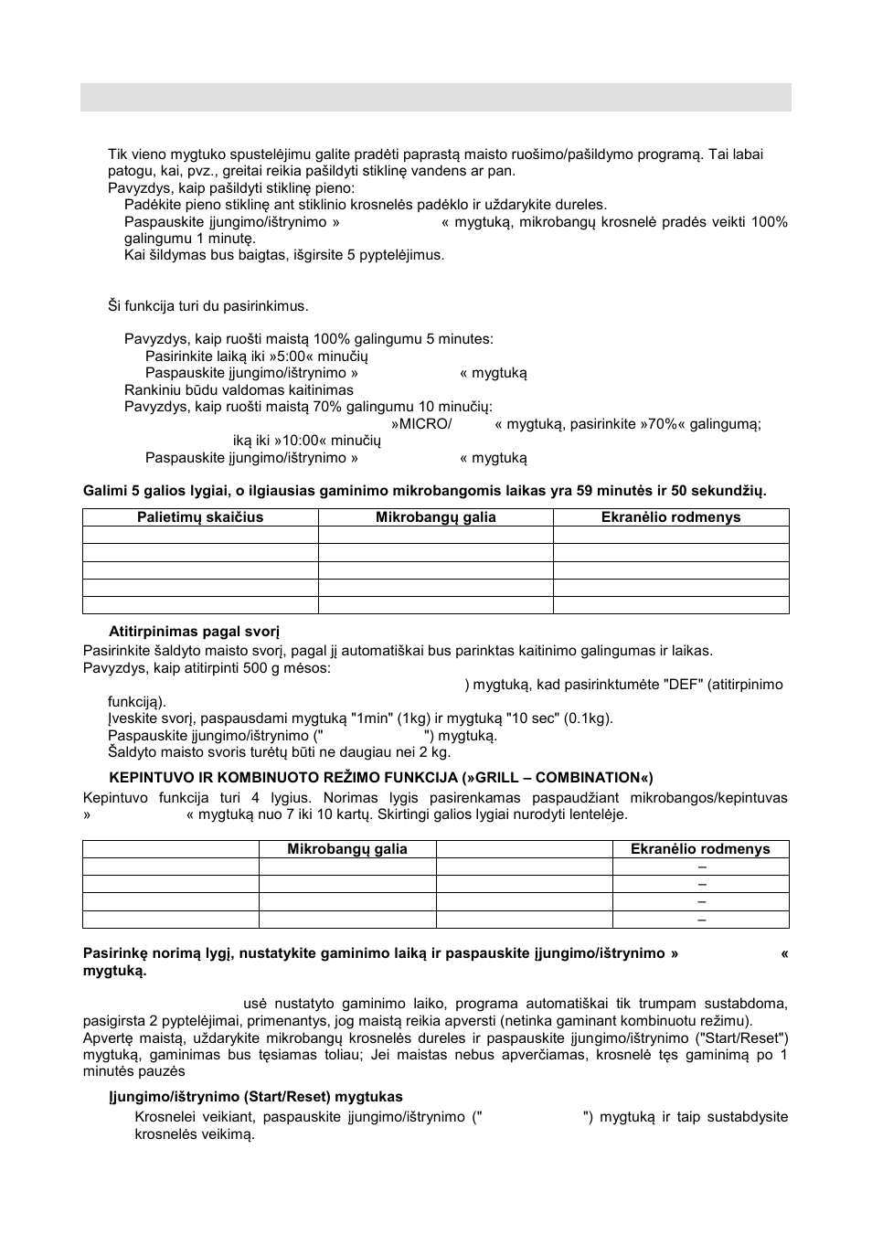 Veikimo instrukcijos | Gorenje GMO-20 DGW User Manual | Page 141 / 148