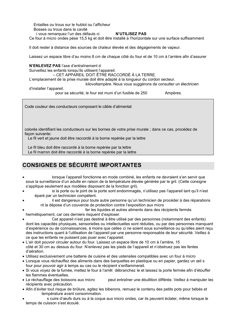 Consignes de sçcuritç importantes | Gorenje GMO-20 DGW User Manual | Page 43 / 148