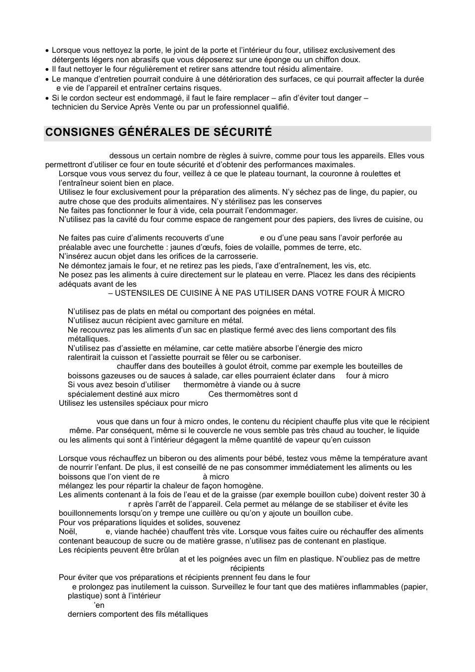 Consignes gçnçrales de sçcuritç | Gorenje GMO-20 DGW User Manual | Page 44 / 148