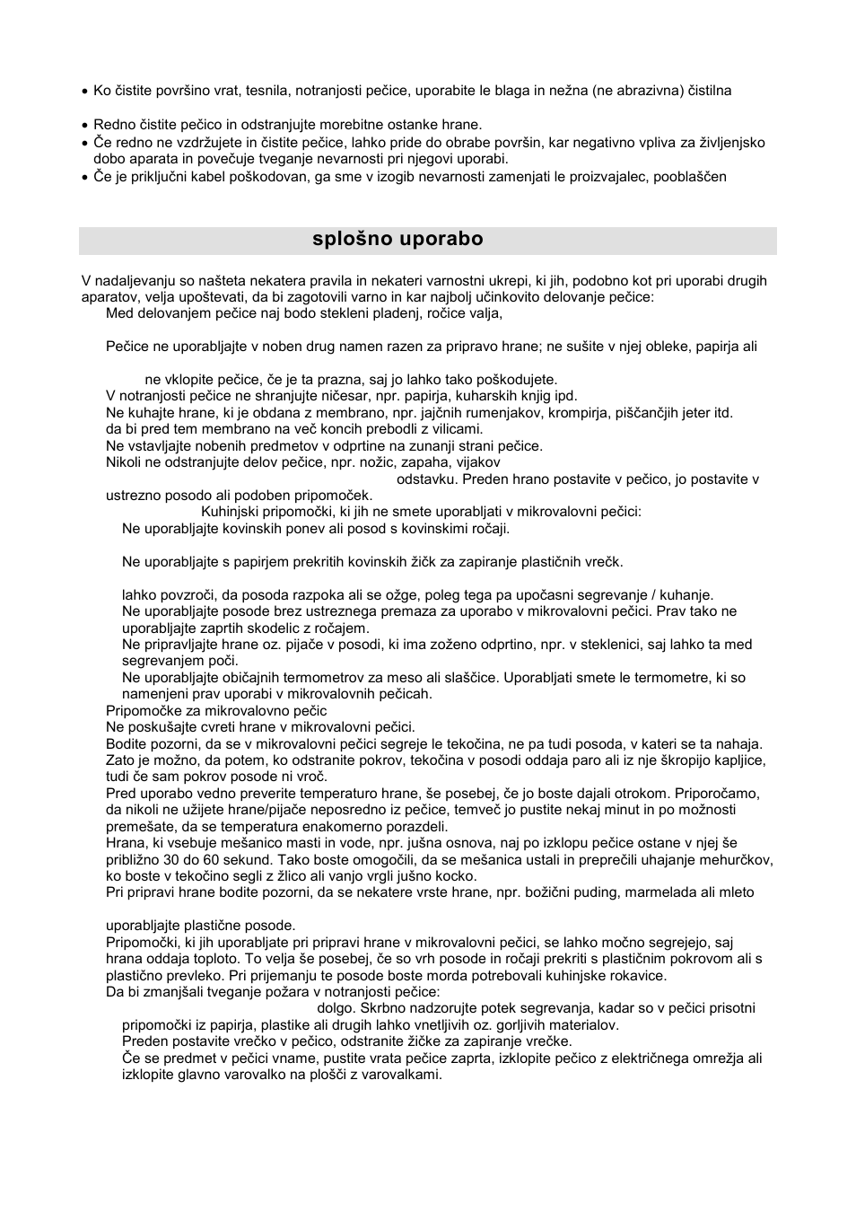 Varnostna navodila za splońno uporabo | Gorenje GMO-20 DGW User Manual | Page 5 / 148