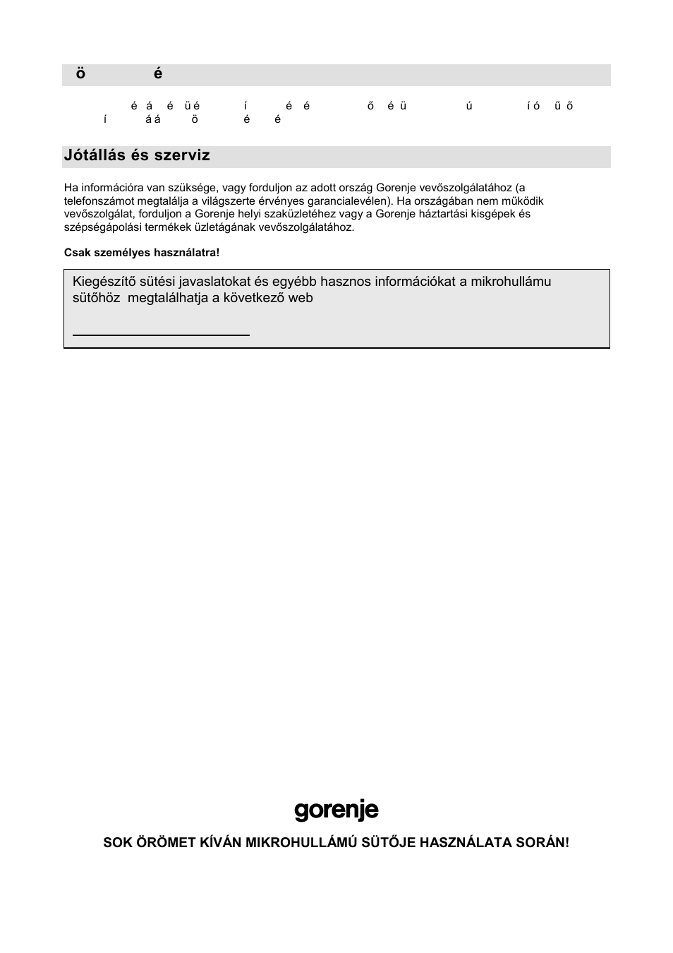 Környezetvédelem, Jótállás és szerviz | Gorenje GMO-20 DGW User Manual | Page 55 / 148