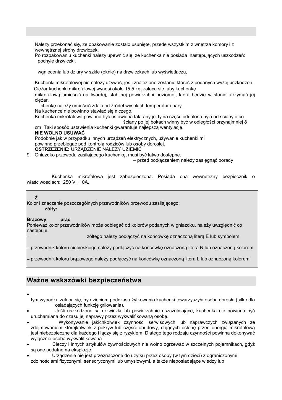 Instalacja, Ważne wskazόwki bezpieczeństwa | Gorenje GMO-20 DGW User Manual | Page 57 / 148