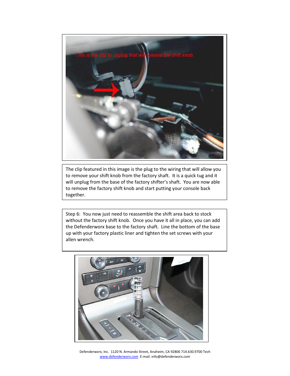 DefenderWorx Mustang Automatic Gear Shifters User Manual | Page 5 / 6