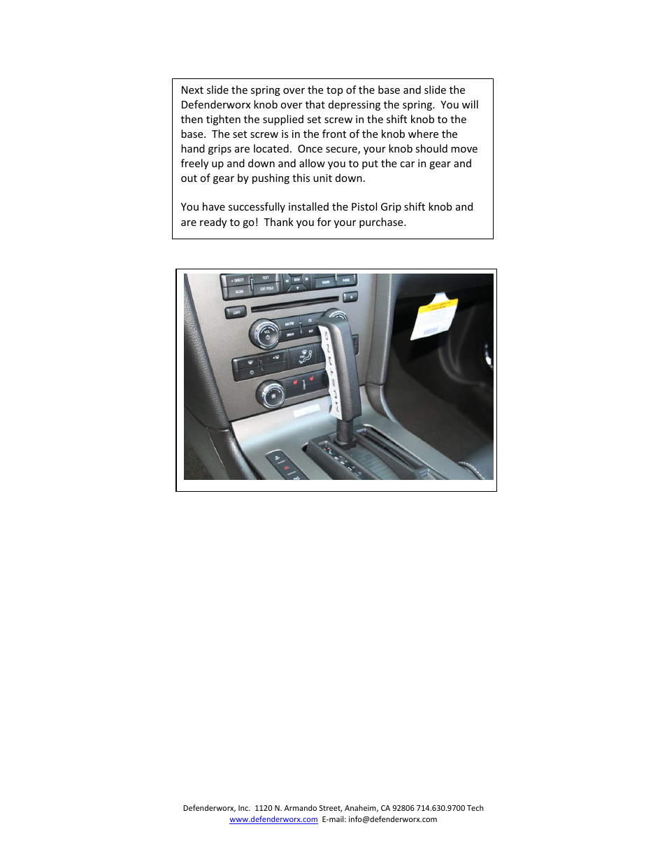 DefenderWorx Mustang Automatic Gear Shifters User Manual | Page 6 / 6