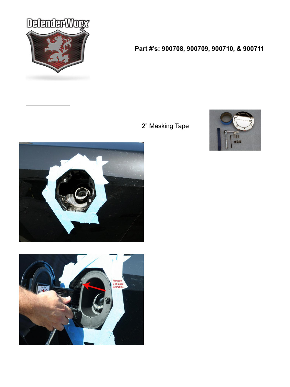 DefenderWorx Mustang Locking Fuel Doors User Manual | 5 pages