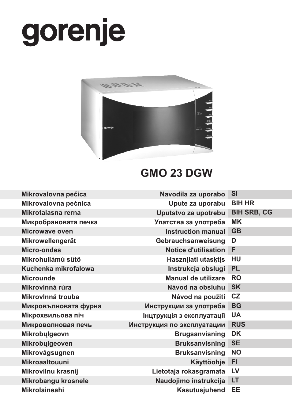 Gorenje GMO-23 DGW User Manual | 160 pages