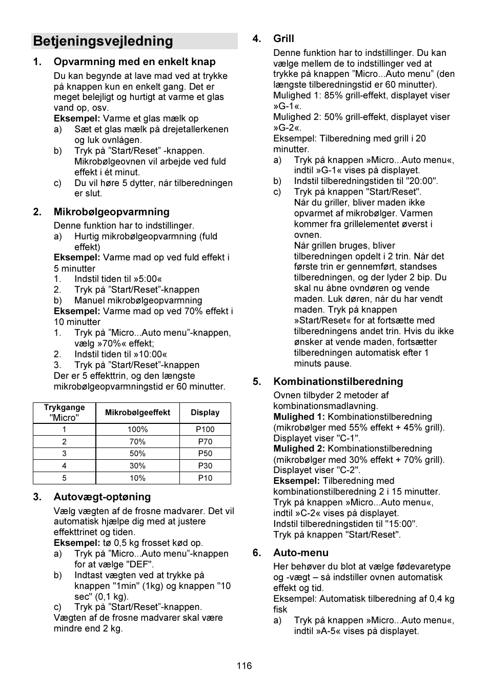 Betjeningsvejledning | Gorenje GMO-23 DGW User Manual | Page 116 / 160