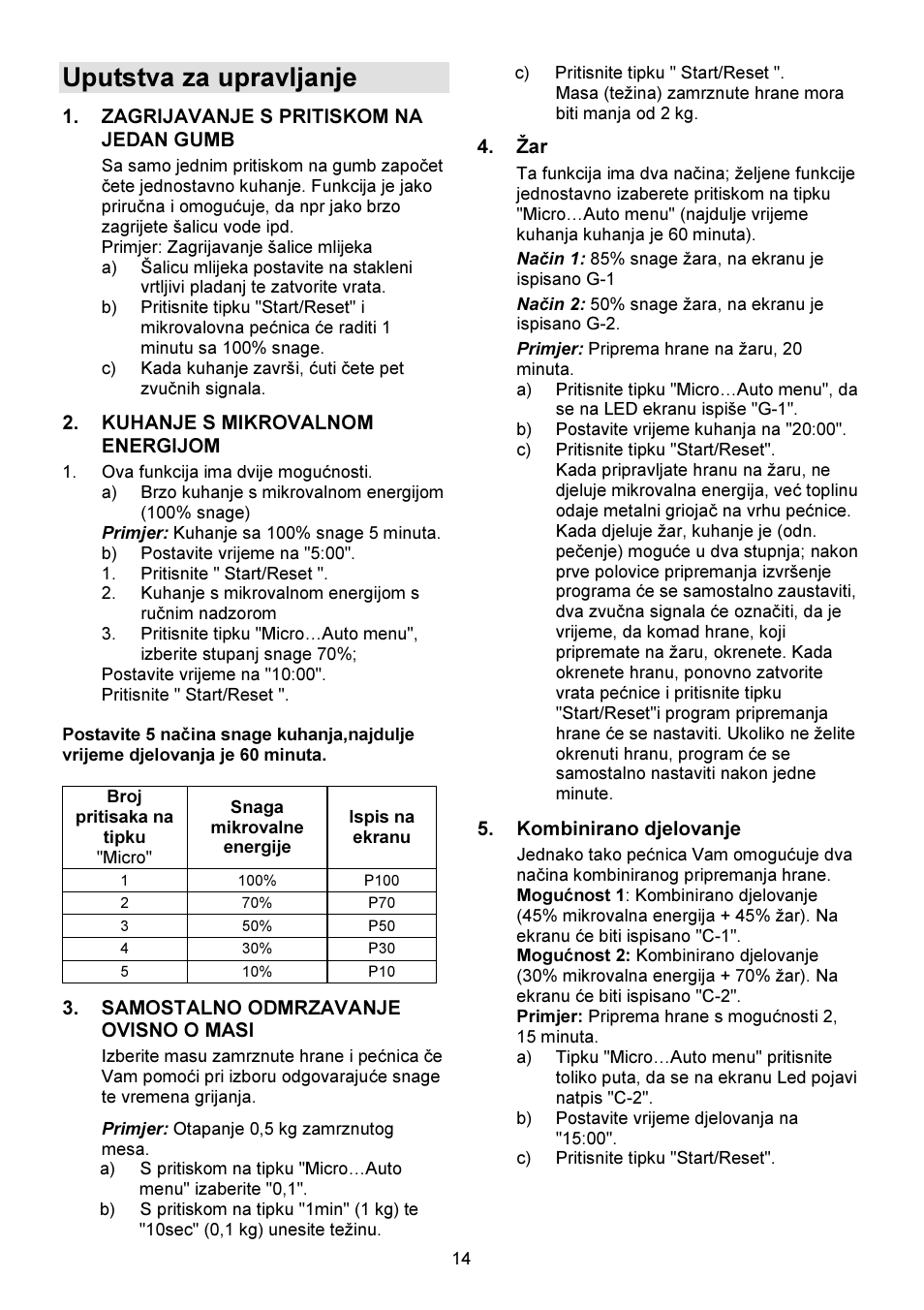 Uputstva za upravljanje | Gorenje GMO-23 DGW User Manual | Page 14 / 160