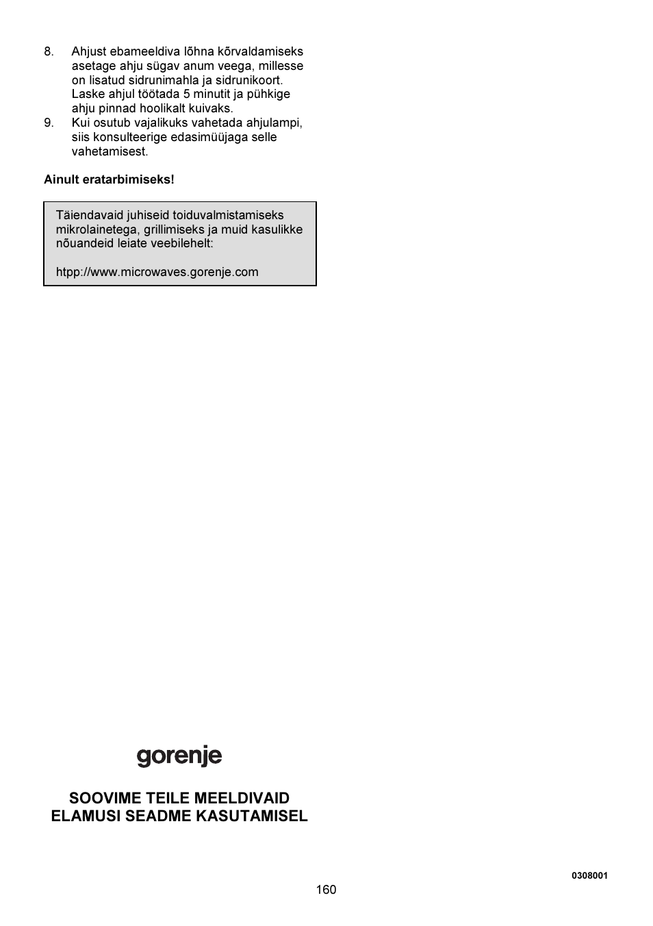 Gorenje GMO-23 DGW User Manual | Page 160 / 160
