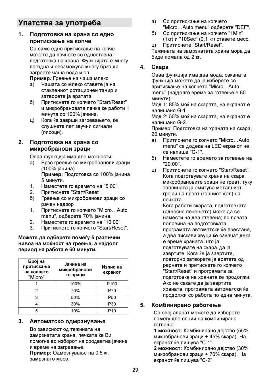 Упатства за употреба | Gorenje GMO-23 DGW User Manual | Page 29 / 160