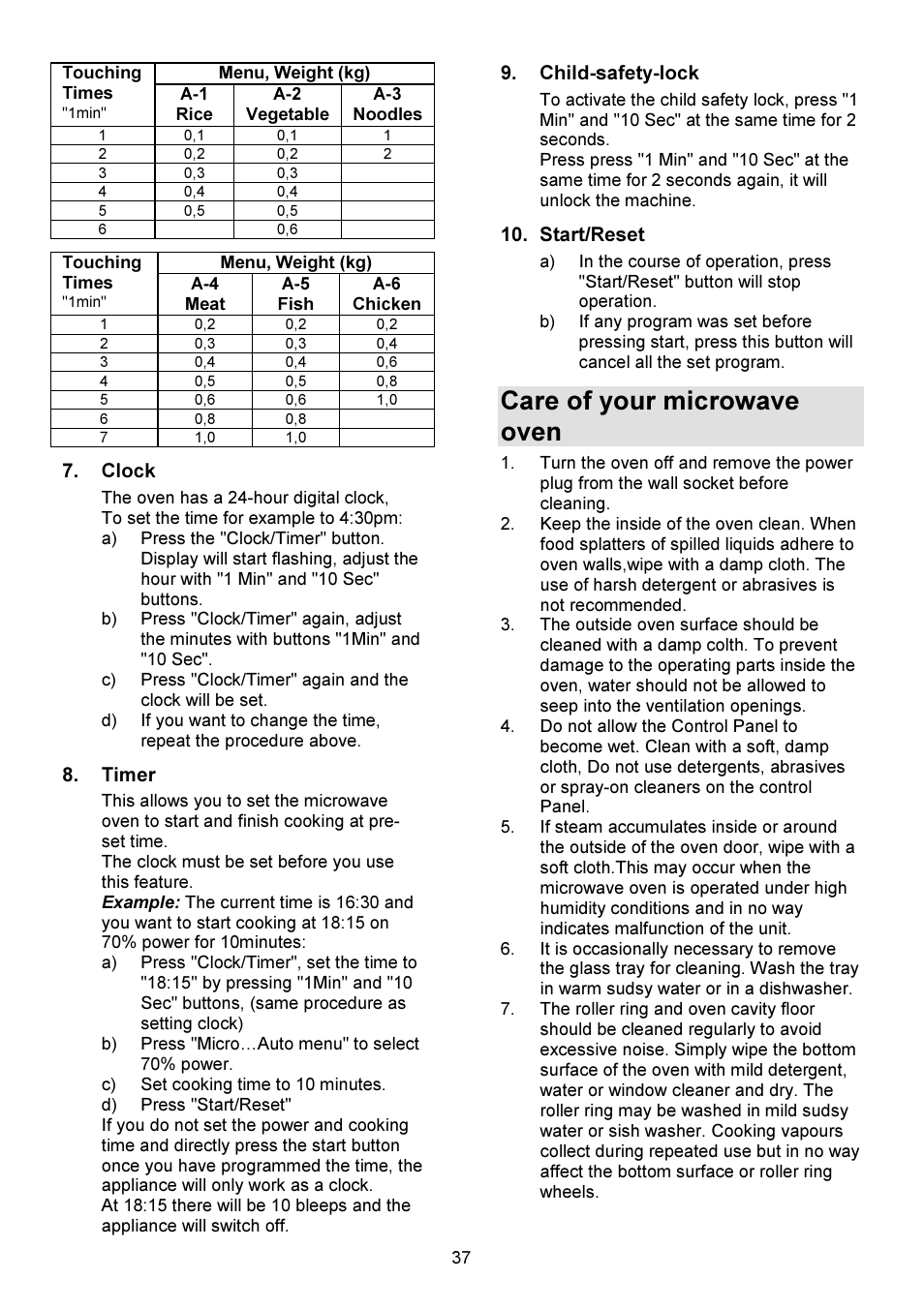 Care of your microwave oven | Gorenje GMO-23 DGW User Manual | Page 37 / 160
