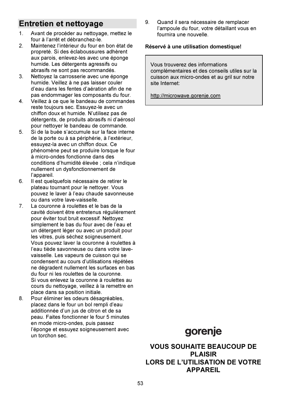 Gorenje GMO-23 DGW User Manual | Page 53 / 160