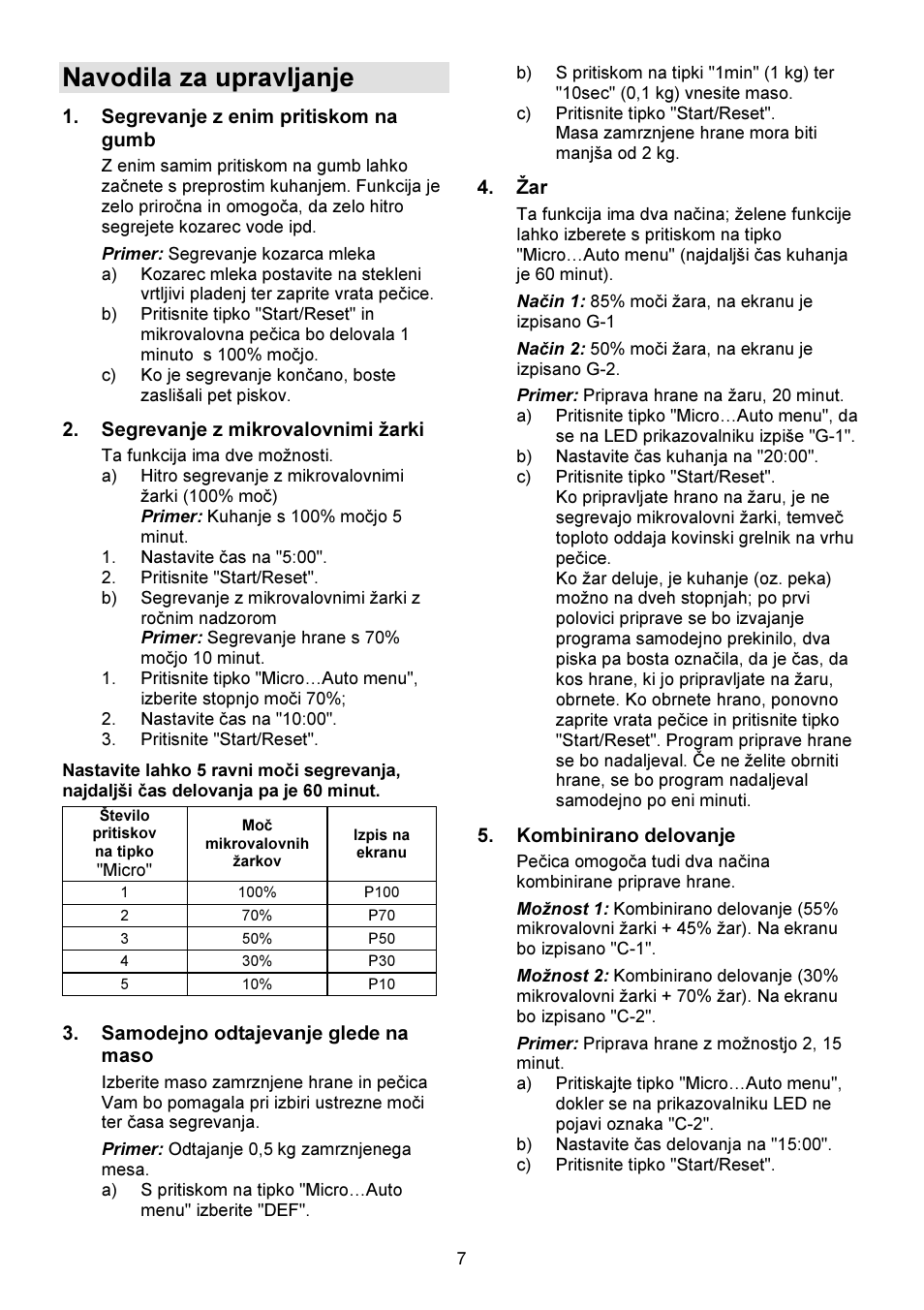 Navodila za upravljanje | Gorenje GMO-23 DGW User Manual | Page 7 / 160