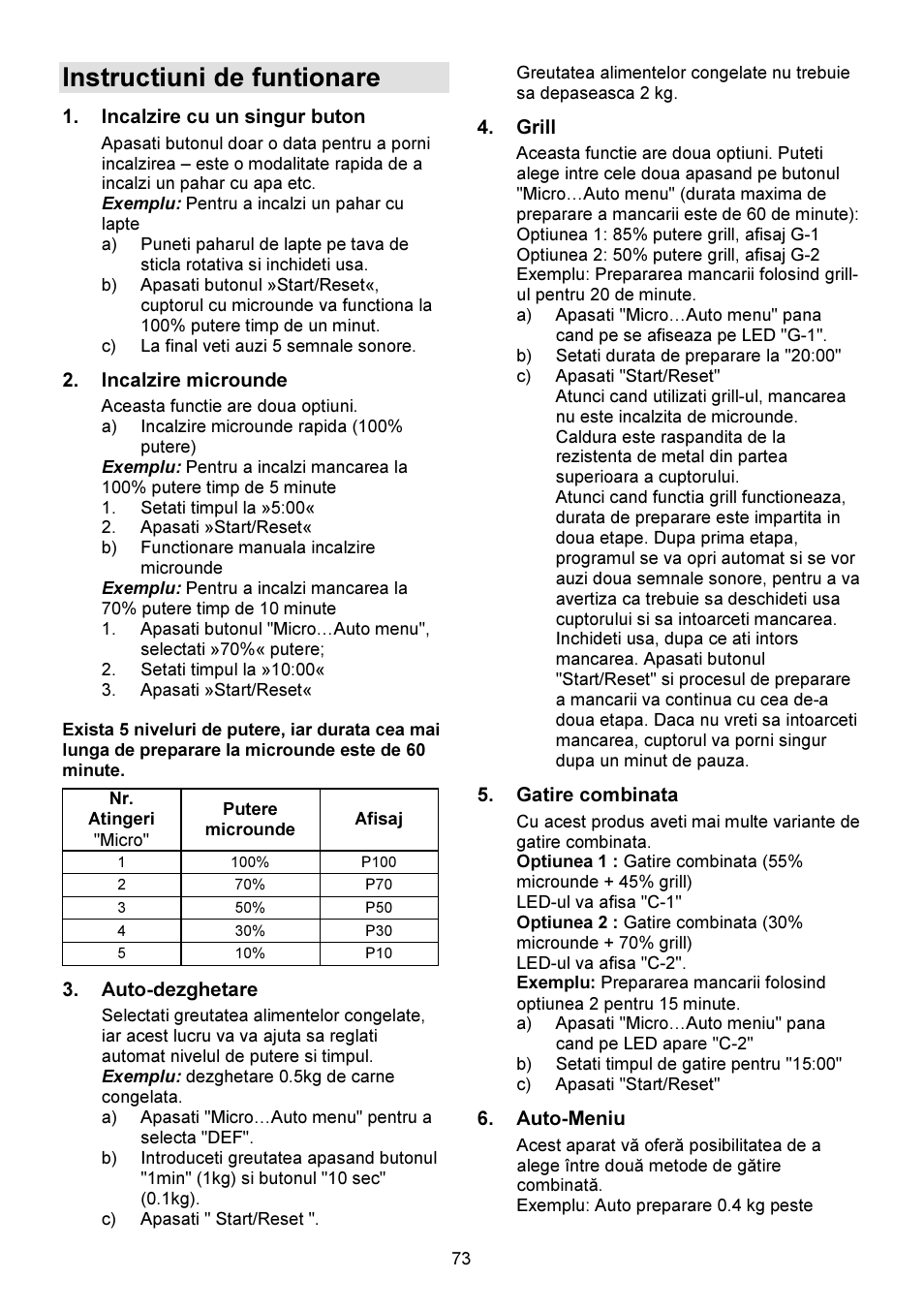 Instructiuni de funtionare | Gorenje GMO-23 DGW User Manual | Page 73 / 160