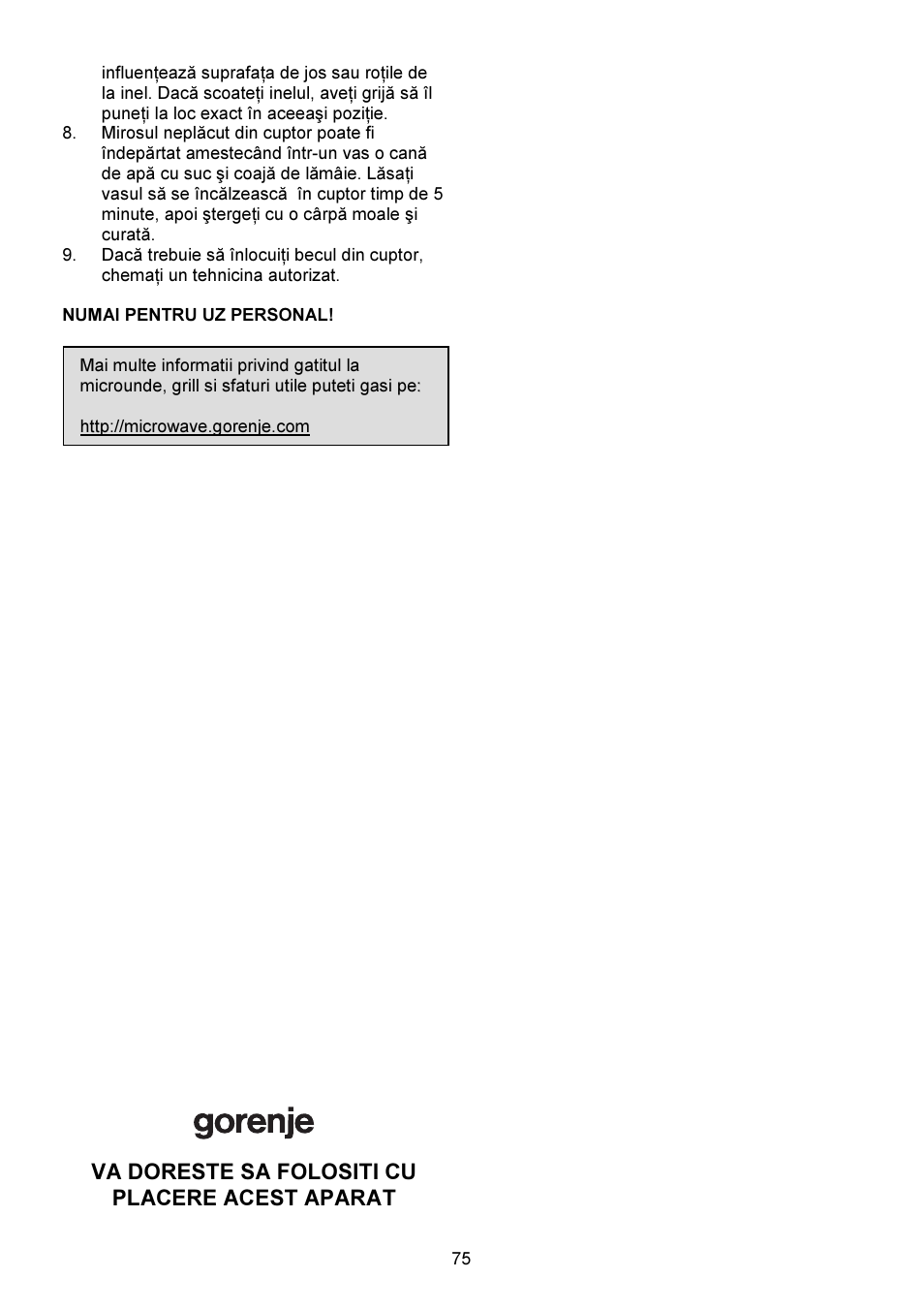 Gorenje GMO-23 DGW User Manual | Page 75 / 160