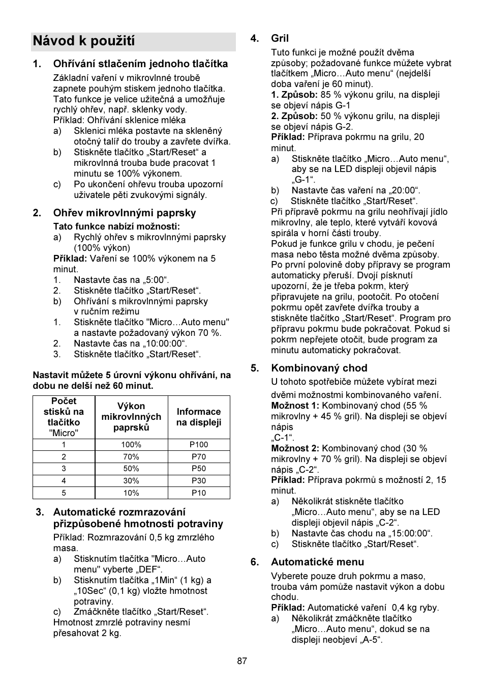 Návod k použití | Gorenje GMO-23 DGW User Manual | Page 87 / 160