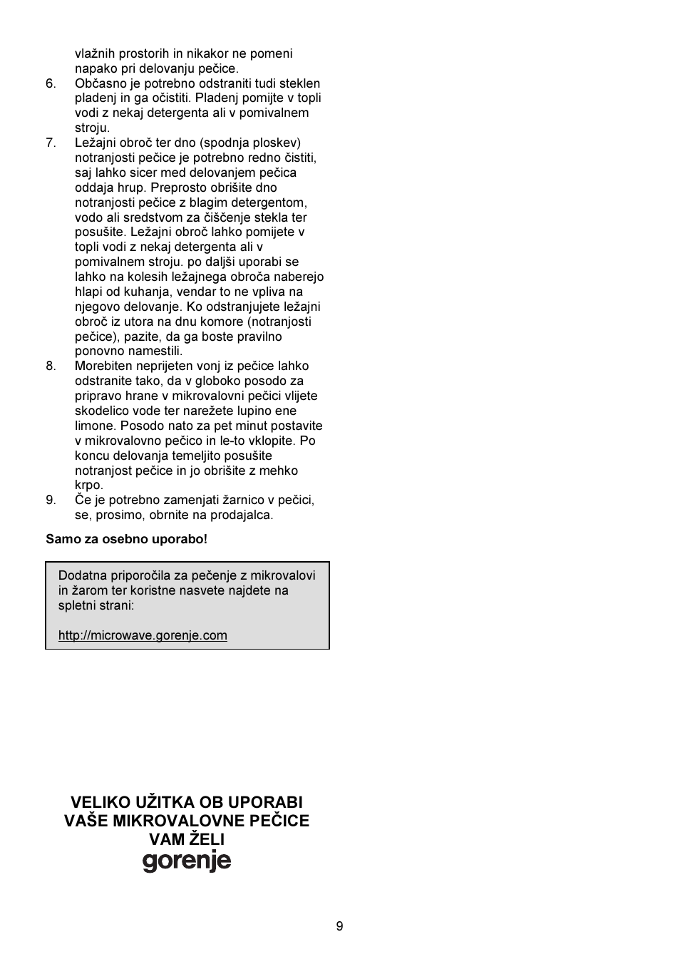 Gorenje GMO-23 DGW User Manual | Page 9 / 160