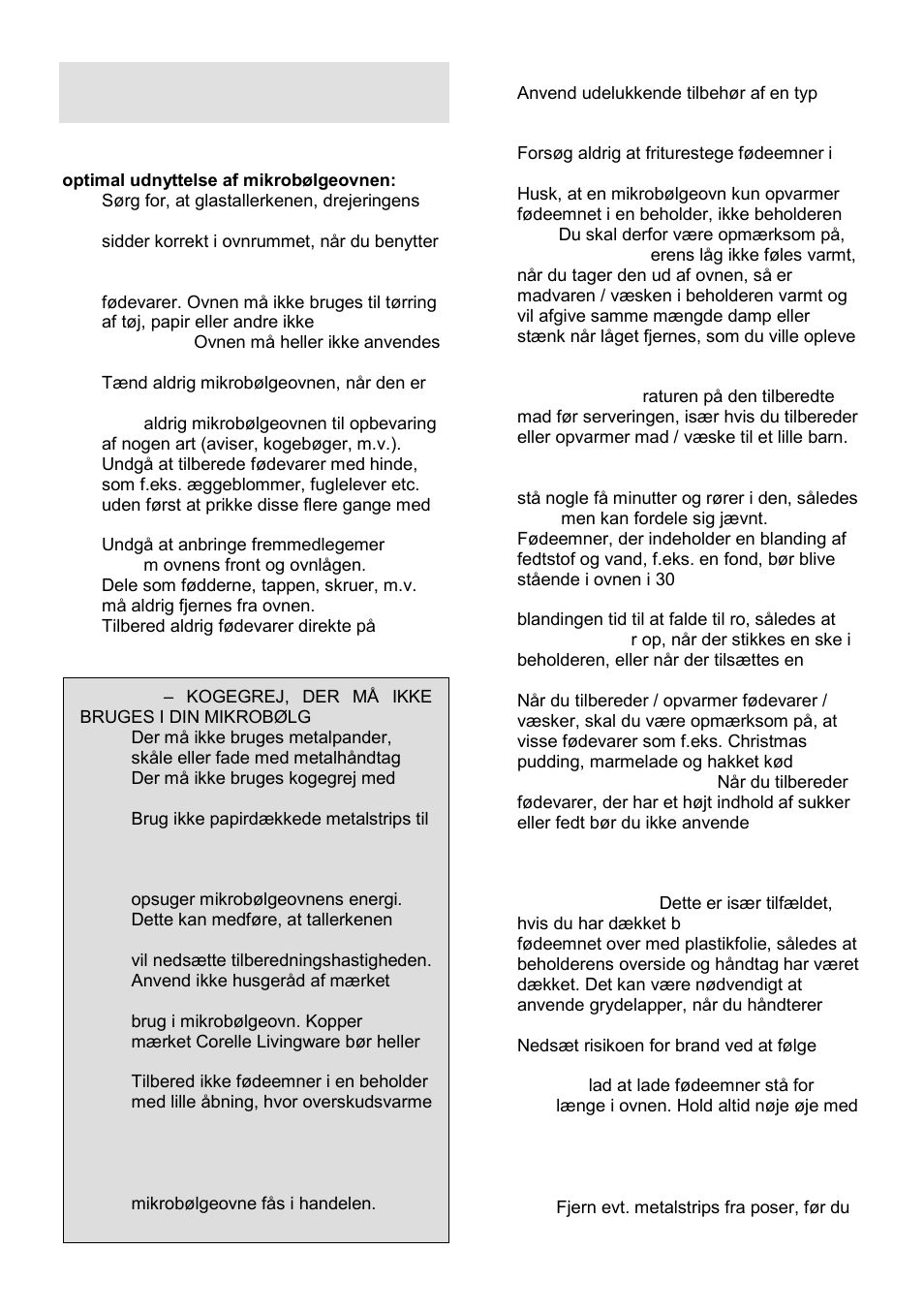 Sikkerhedsanvisninger ved almen brug | Gorenje GMO-23 DGB User Manual | Page 122 / 168