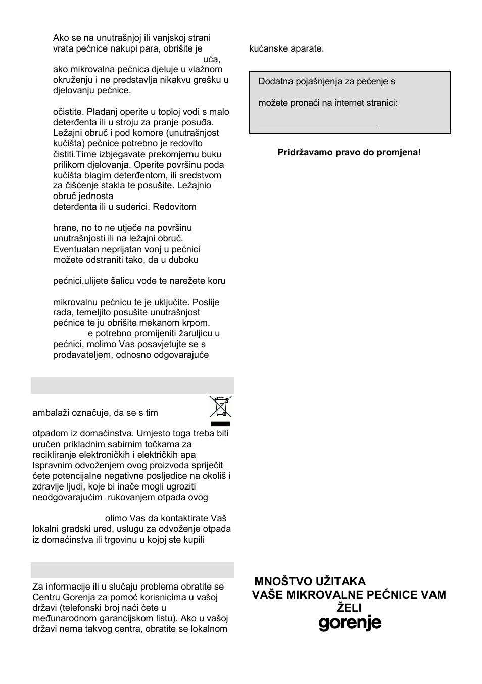 Okolina, Garancija i servis | Gorenje GMO-23 DGB User Manual | Page 16 / 168