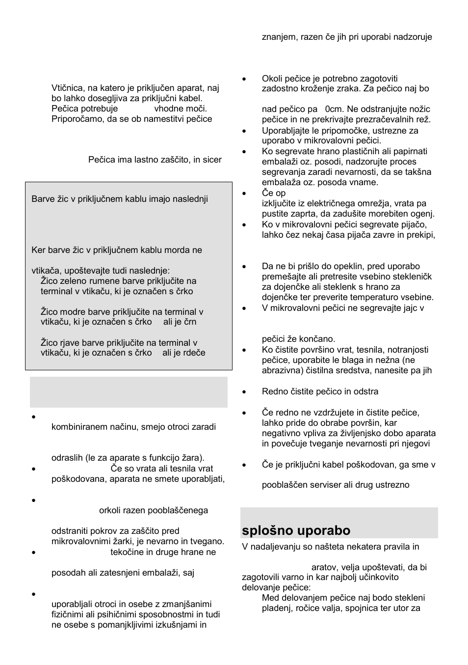 Pomembna varnostna navodila, Varnostna navodila za splońno uporabo | Gorenje GMO-23 DGB User Manual | Page 4 / 168
