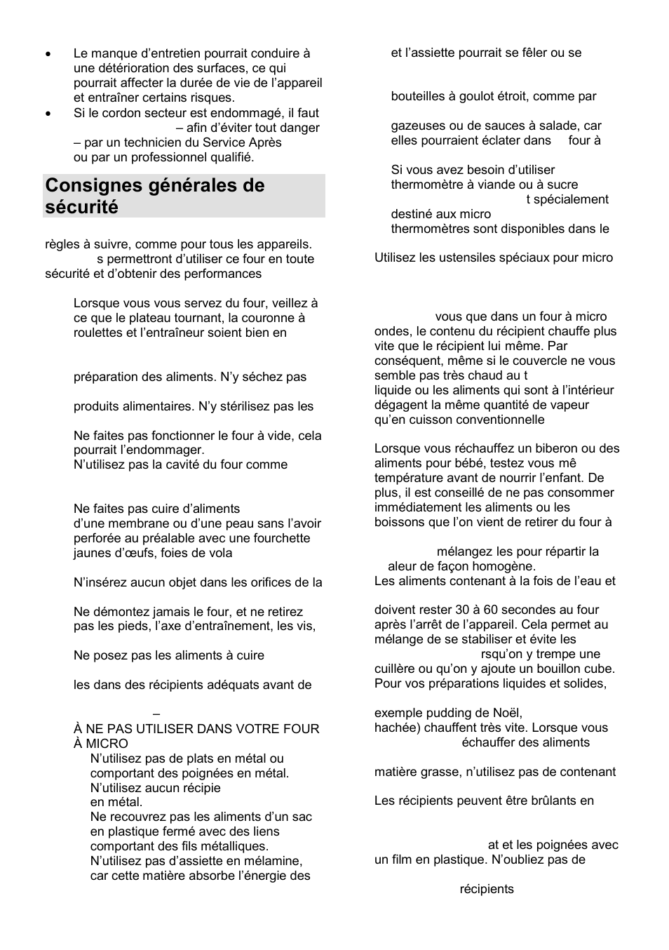 Consignes générales de sécurité | Gorenje GMO-23 DGB User Manual | Page 49 / 168
