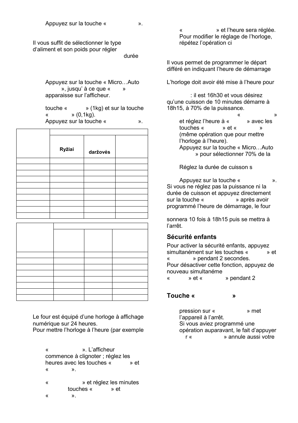 Cuisson automatique (auto menu), Horloge, Programmateur | Sécurité enfants, Touche « start/reset | Gorenje GMO-23 DGB User Manual | Page 52 / 168