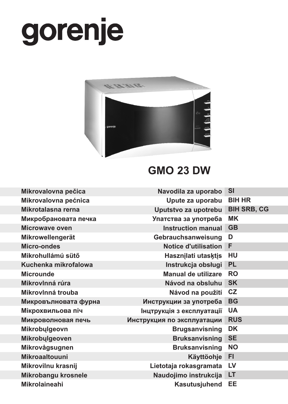 Gorenje GMO-23 DW User Manual | 144 pages