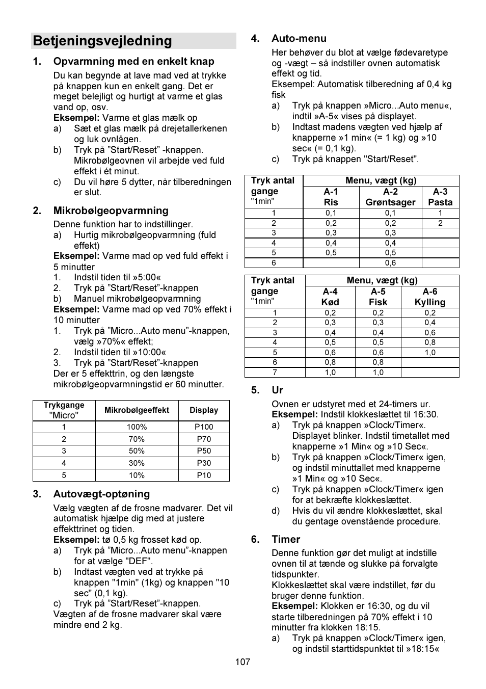 Betjeningsvejledning | Gorenje GMO-23 DW User Manual | Page 107 / 144