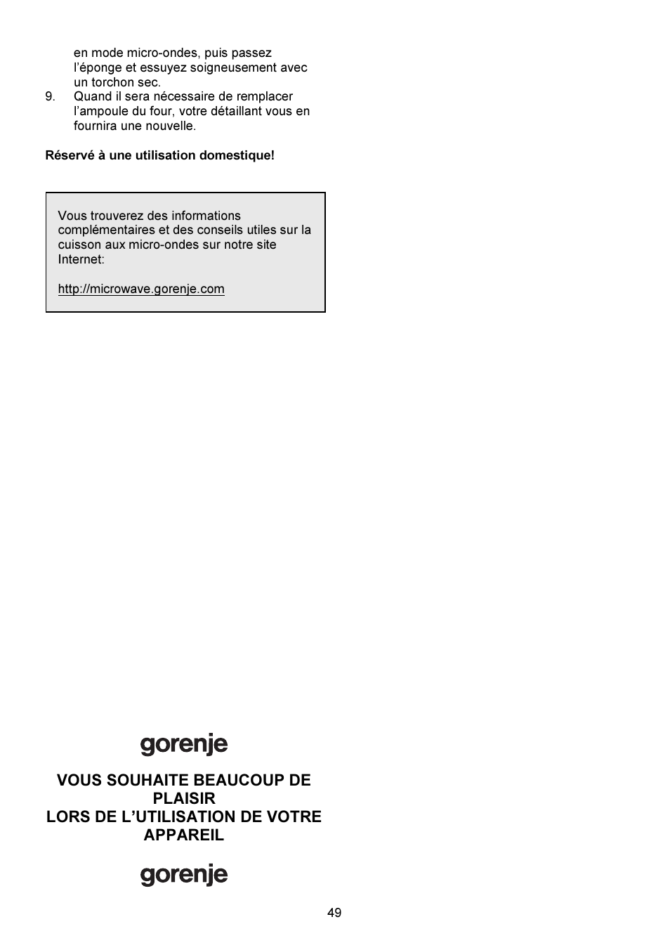 Gorenje GMO-23 DW User Manual | Page 49 / 144