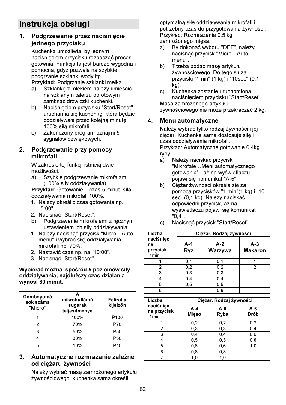 Instrukcja obsługi | Gorenje GMO-23 DW User Manual | Page 62 / 144
