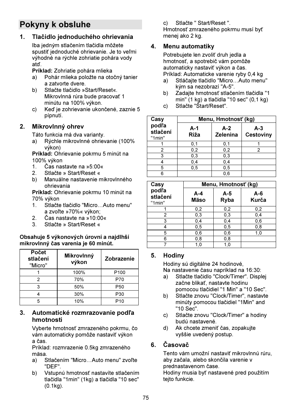 Pokyny k obsluhe | Gorenje GMO-23 DW User Manual | Page 75 / 144