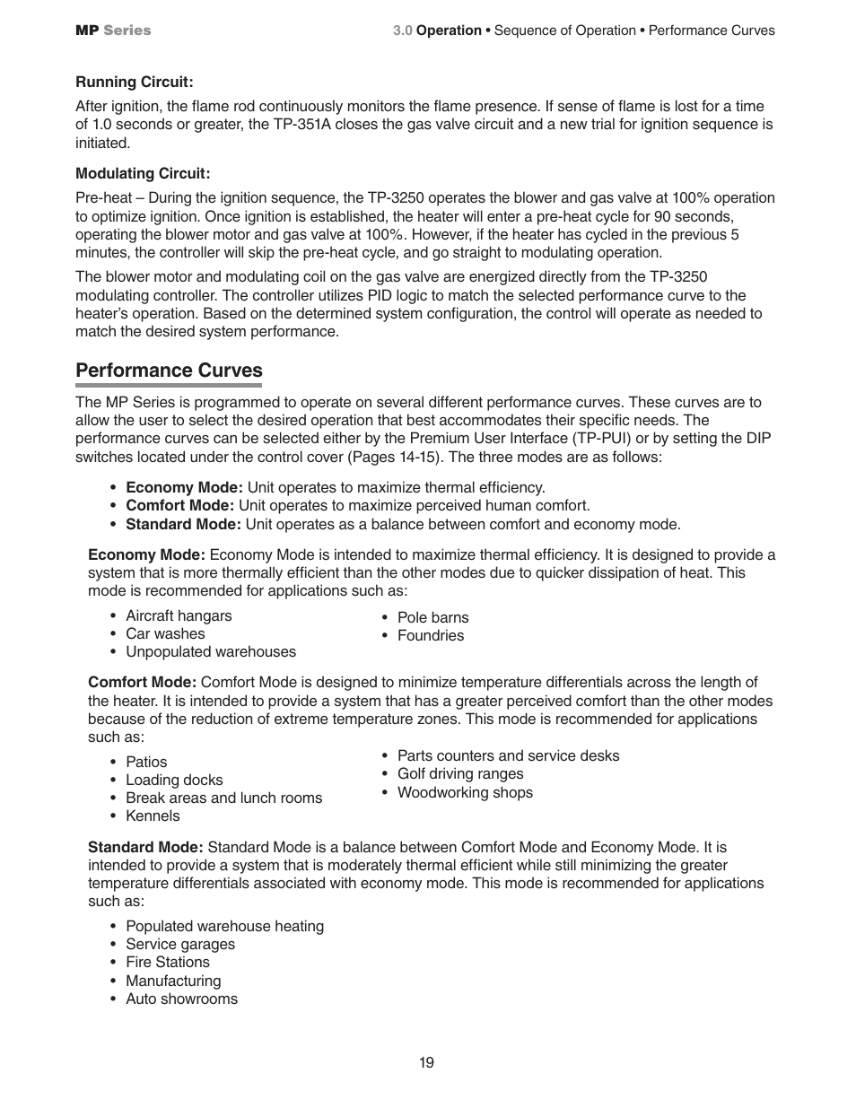 Performance curves | Detroit Radiant Products Company MP Series User Manual | Page 19 / 28