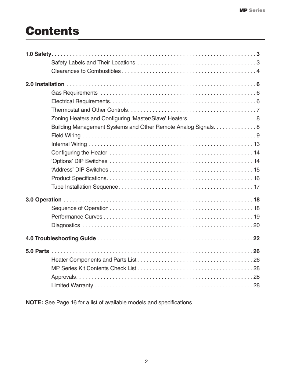 Detroit Radiant Products Company MP Series User Manual | Page 2 / 28