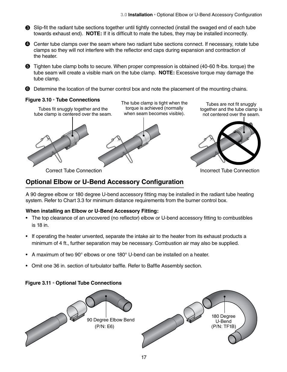 Optional elbow or u-bend accessory configuration | Detroit Radiant Products Company DES3 Series User Manual | Page 17 / 36