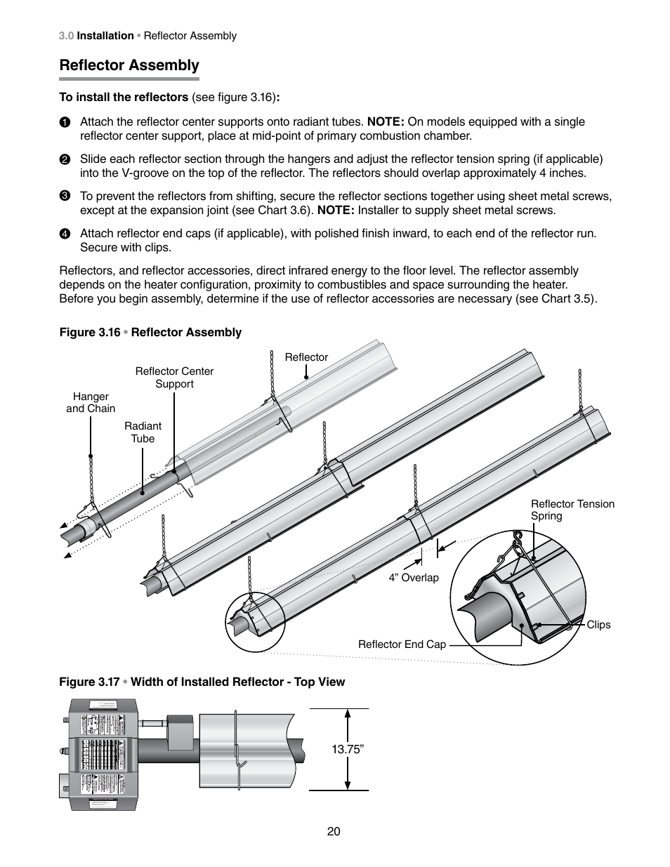 Reflector assembly | Detroit Radiant Products Company DES3 Series User Manual | Page 20 / 36