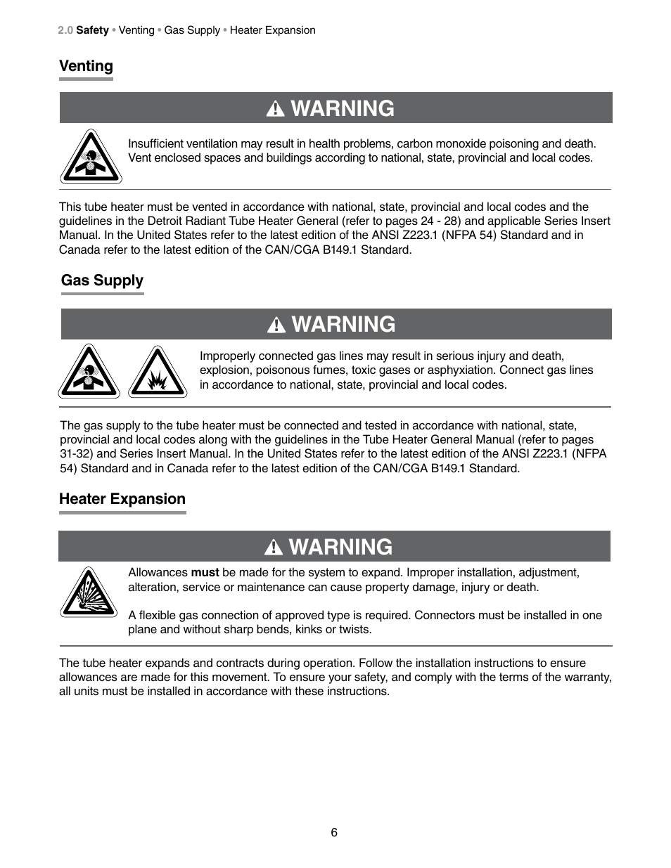 Warning | Detroit Radiant Products Company DES3 Series User Manual | Page 6 / 36