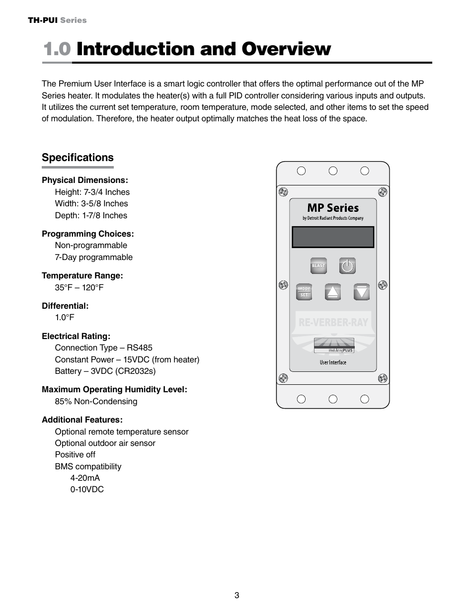 0 introduction and overview | Detroit Radiant Products Company MP Series User Manual | Page 3 / 16