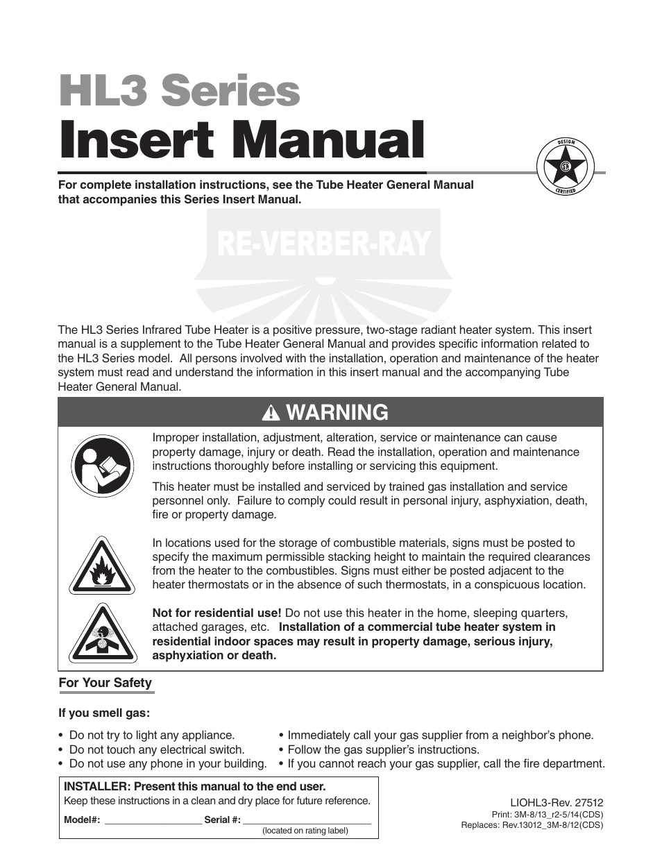 Detroit Radiant Products Company HL3 Series User Manual | 20 pages