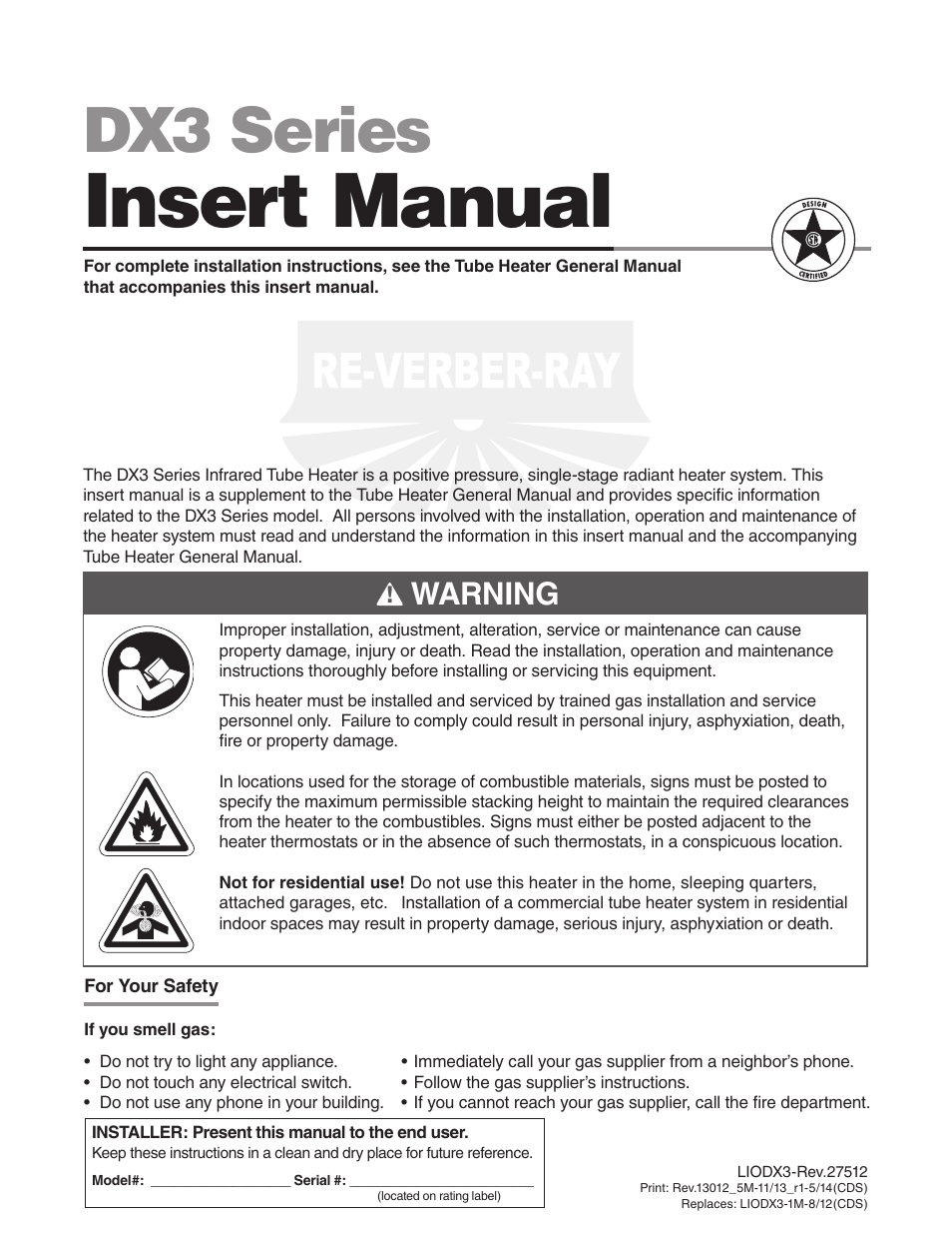 Detroit Radiant Products Company DX3 Series User Manual | 20 pages