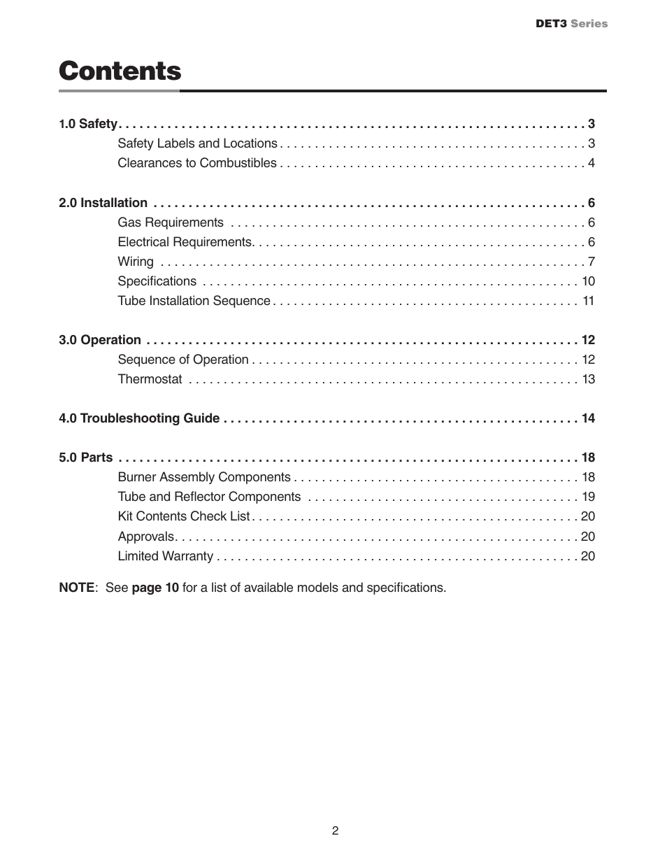 Detroit Radiant Products Company DET3 Series User Manual | Page 2 / 20