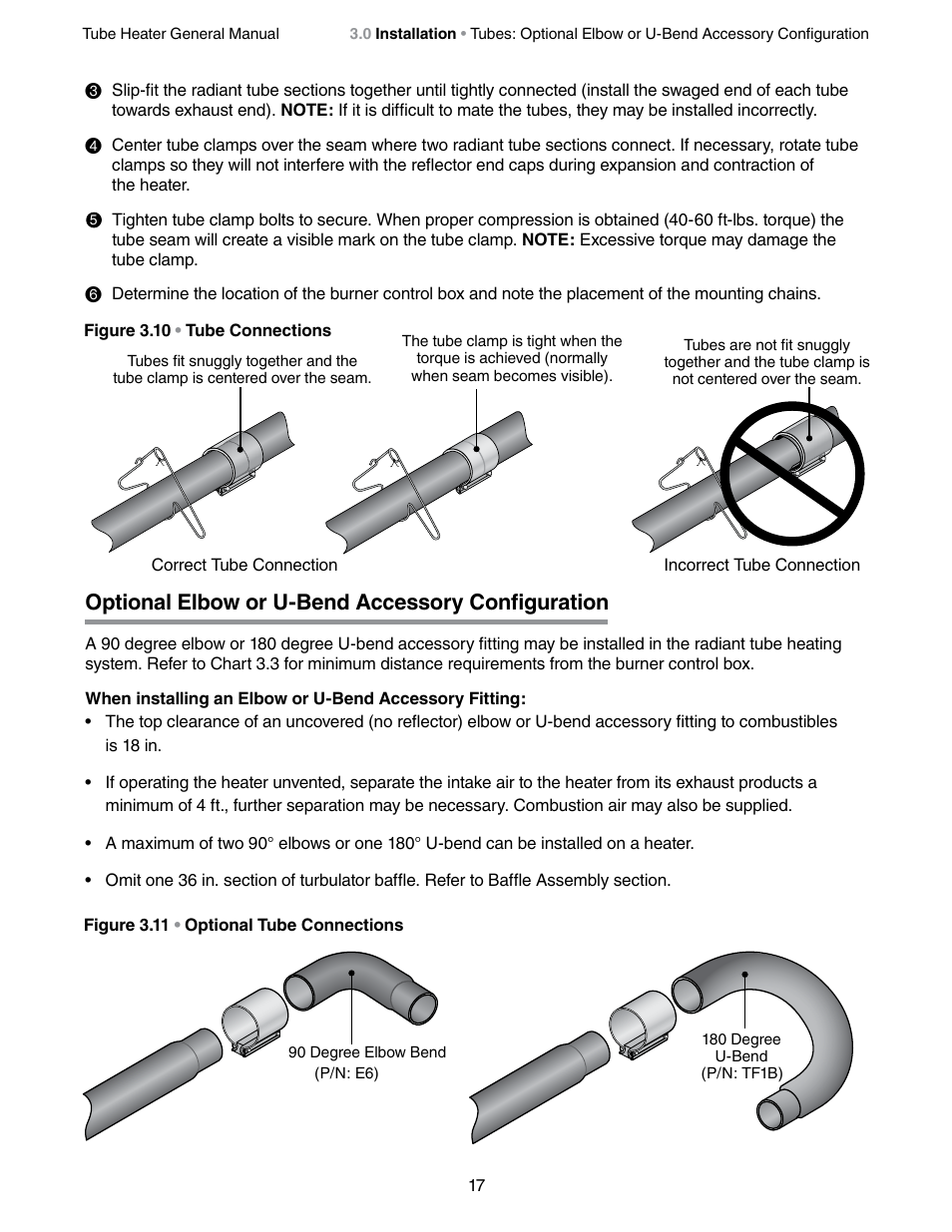Optional elbow or u-bend accessory configuration | Detroit Radiant Products Company SV Series User Manual | Page 17 / 36