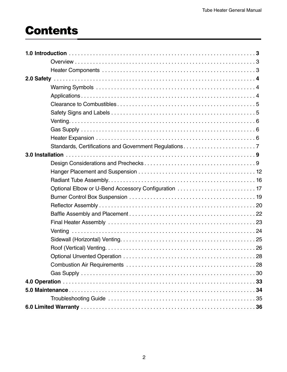Detroit Radiant Products Company SV Series User Manual | Page 2 / 36