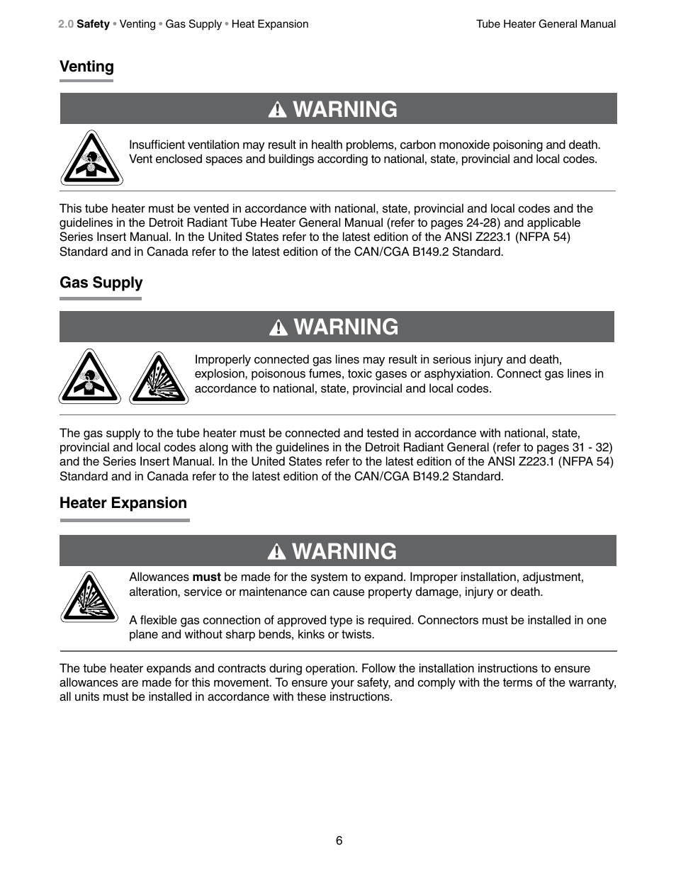 Warning | Detroit Radiant Products Company SV Series User Manual | Page 6 / 36