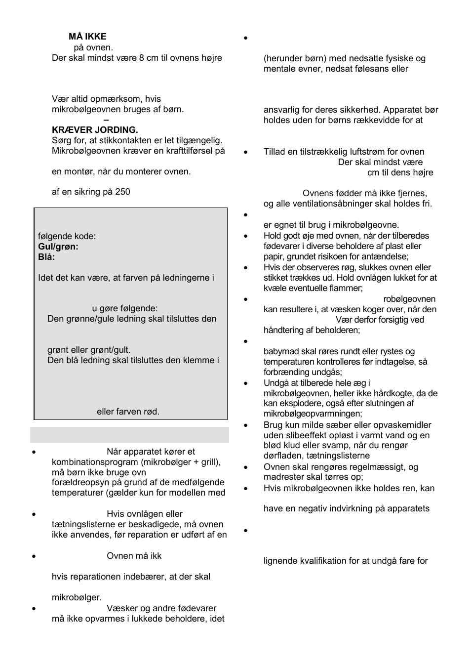 Vigtige sikkerhedsanvisninger | Gorenje GMO-23 A User Manual | Page 115 / 169